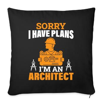 Architecte - Désolé d’avoir des plans, je suis architecte - Housse de coussin décorative 45 x 45 cm - noir - Devant