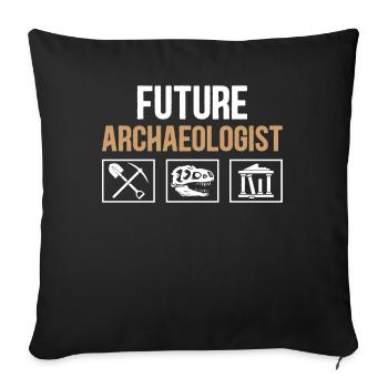 Archéologie Fossile Dicton - Futur archéologue - Housse de coussin décorative 45 x 45 cm - noir - Devant
