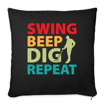 Dirt Fishing - Swing Beep Dig Repeat - Sofakissenbezug 45 x 45 cm - Schwarz - Vorne