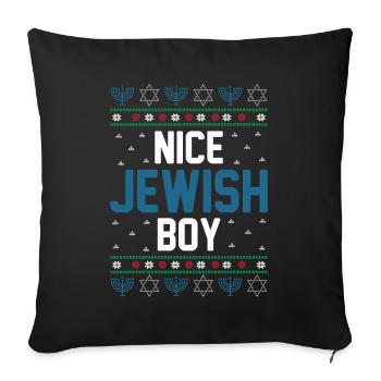 Hanukkah Jewish Ugly Christmas - Nice Jewish Boy - Sofa pillowcase 17,3'' x 17,3'' (45 x 45 cm) - black - Front