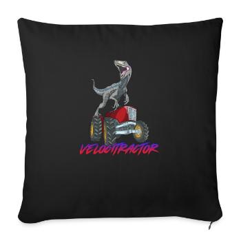 Velocitractor Design für Dinosaurier-Fans - Sofakissenbezug 45 x 45 cm - Schwarz - Vorne