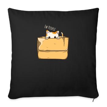 Introvertiertes Katzendesign für introvertierte - Sofakissenbezug 45 x 45 cm - Schwarz - Vorne