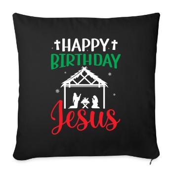 Ugly Christmas - Happy Birthday Jesus Christ - Sofa pillowcase 17,3'' x 17,3'' (45 x 45 cm) - black - Front