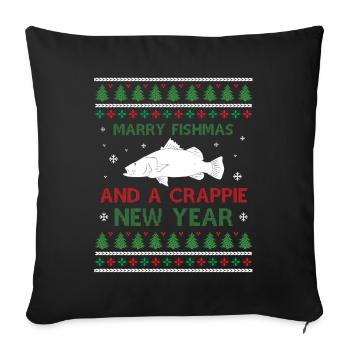 Merry Fishmas And A Crappie New Year - Dire moche - Housse de coussin décorative 45 x 45 cm - noir - Devant