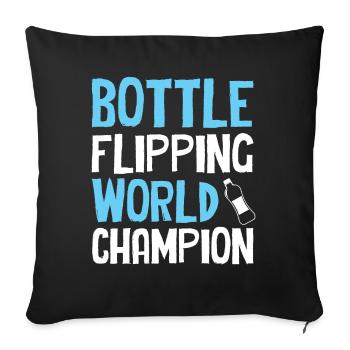 Bottle Flipping - Champion du Monde - Housse de coussin décorative 45 x 45 cm - noir - Devant