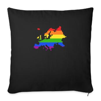 Europa Regenbogenflagge für stolze LGTBQ-Europäer - Sofakissenbezug 45 x 45 cm - Schwarz - Vorne