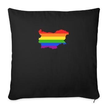 Bulgarien Regenbogenflagge für LGTBQ-Bulgaren - Sofakissenbezug 45 x 45 cm - Schwarz - Vorne