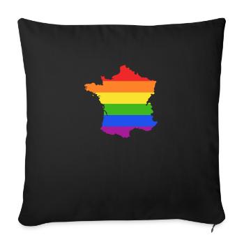Frankreich Regenbogenflagge für LGTBQ-Franzosen - Sofakissenbezug 45 x 45 cm - Schwarz - Vorne