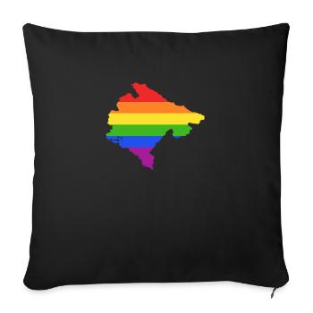 Montenegro Regenbogenflagge für LGTB Montenegriner - Sofakissenbezug 45 x 45 cm - Schwarz - Vorne