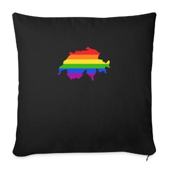 Schweiz Regenbogenflagge für stolze LGTB-Schweizer - Sofakissenbezug 45 x 45 cm - Schwarz - Vorne