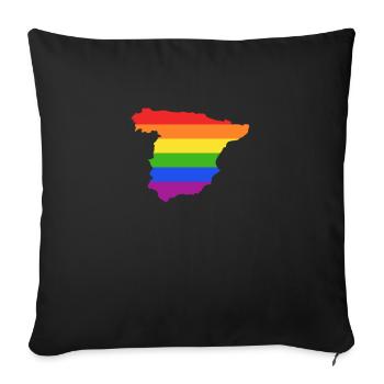 Spanien Regenbogenflagge für stolze LGTBQ Spanier - Sofakissenbezug 45 x 45 cm - Schwarz - Vorne