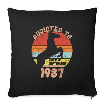 Birthday Horses Riding September 1987 - Sofa pillowcase 17,3'' x 17,3'' (45 x 45 cm) - black - Front