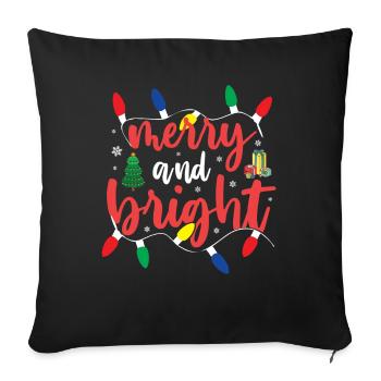 Réveillon de Noël - Joyeux et lumineux - Housse de coussin décorative 45 x 45 cm - noir - Devant