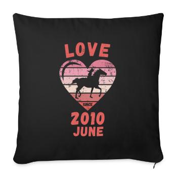 Love Horses Riding Anniversaire Juin 2010 - Housse de coussin décorative 45 x 45 cm - noir - Devant