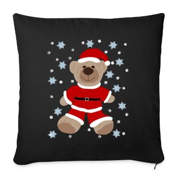 Brown Teddy Bear Santa Claus Suit, Snow Star - Sofa pillowcase 17,3'' x 17,3'' (45 x 45 cm) - black - Front