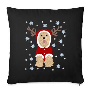 Yorkshire terrier Santa Claus suit snow star - Sofa pillowcase 17,3'' x 17,3'' (45 x 45 cm) - black - Front
