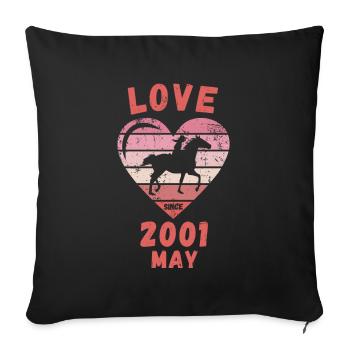 Love Horse Riding Birthday May 2001 - Sofa pillowcase 17,3'' x 17,3'' (45 x 45 cm) - black - Front