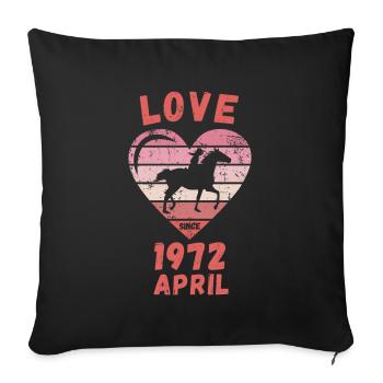 Love Horses Riding Anniversaire Avril 1972 - Housse de coussin décorative 45 x 45 cm - noir - Devant