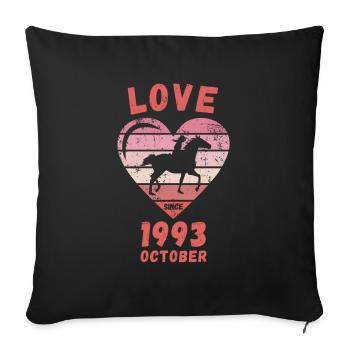 Love Horse Riding Birthday Octobre 1993 - Housse de coussin décorative 45 x 45 cm - noir - Devant