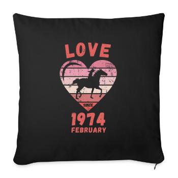 Love Horse Riding Birthday Février 1974 - Housse de coussin décorative 45 x 45 cm - noir - Devant