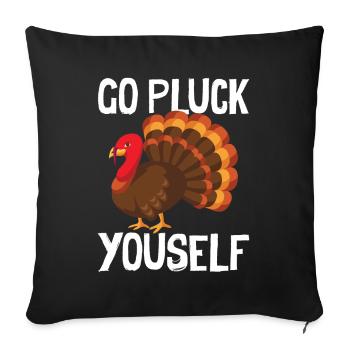 Happy Thanks Vegan - Turkey Go Pluck Yourself - Sofa pillowcase 17,3'' x 17,3'' (45 x 45 cm) - black - Front
