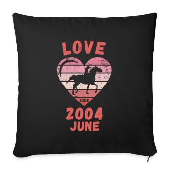 Love Horse Riding Birthday June 2004 - Sofa pillowcase 17,3'' x 17,3'' (45 x 45 cm) - black - Front