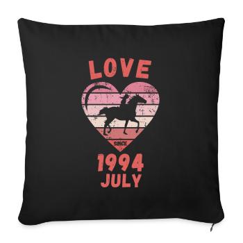 Love Horse Riding Birthday Juillet 1994 - Housse de coussin décorative 45 x 45 cm - noir - Devant