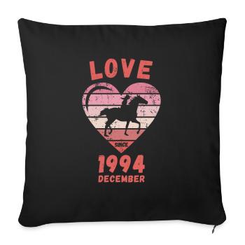 Love Horse Riding Birthday Décembre 1994 - Housse de coussin décorative 45 x 45 cm - noir - Devant