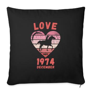 Amour équitation anniversaire Décembre 1974 - Housse de coussin décorative 45 x 45 cm - noir - Devant