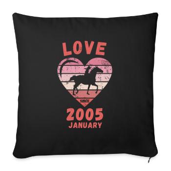 Love Horse Riding Birthday January 2005 - Sofa pillowcase 17,3'' x 17,3'' (45 x 45 cm) - black - Front