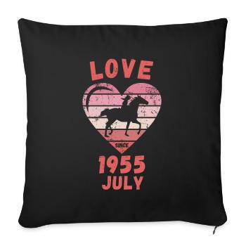 Amour équitation Anniversaire Juillet 1955 - Housse de coussin décorative 45 x 45 cm - noir - Devant