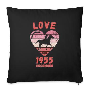 Amour équitation anniversaire Décembre 1955 - Housse de coussin décorative 45 x 45 cm - noir - Devant