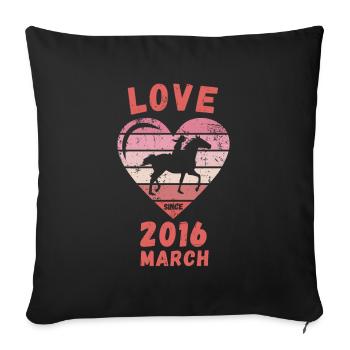 Love Pferde Reiten Geburtstag März 2016 - Sofakissenbezug 45 x 45 cm - Schwarz - Vorne