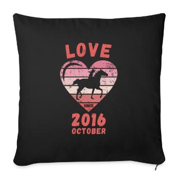 Love Pferde Reiten Geburtstag Oktober 2016 - Sofakissenbezug 45 x 45 cm - Schwarz - Vorne