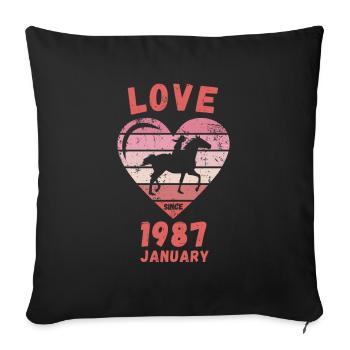 Love Horse Riding Birthday January 1987 - Sofa pillowcase 17,3'' x 17,3'' (45 x 45 cm) - black - Front