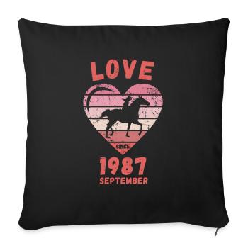 Love Horse Riding Birthday September 1987 - Sofa pillowcase 17,3'' x 17,3'' (45 x 45 cm) - black - Front