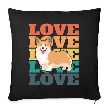 Corgi Chien J’aime Corgis - Housse de coussin décorative 45 x 45 cm - noir - Devant