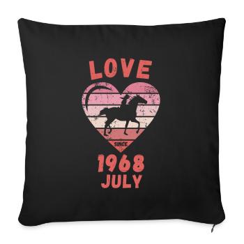 Amour équitation anniversaire Juillet 1968 - Housse de coussin décorative 45 x 45 cm - noir - Devant