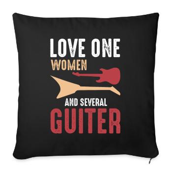 Guitar Player - Love One Women And Several Guitars - Sofa pillowcase 17,3'' x 17,3'' (45 x 45 cm) - black - Front
