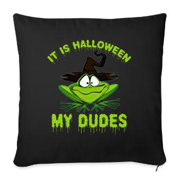 Frog Meme C’est Halloween mes mecs - Housse de coussin décorative 45 x 45 cm - noir - Devant