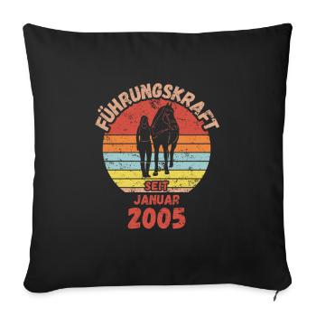 Führungskraft Reiten Geburtstag Januar 2005 - Sofakissenbezug 45 x 45 cm - Schwarz - Vorne