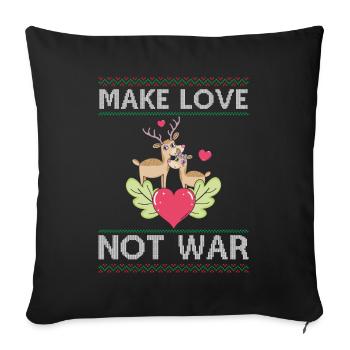 Deer Couple Reindeer - Make Love Not War - Ugly Ch - Sofa pillowcase 17,3'' x 17,3'' (45 x 45 cm) - black - Front