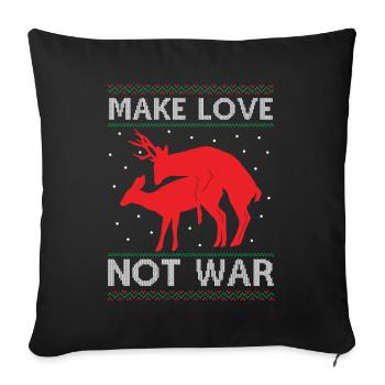 Deer Couple Reindeer - Make Love Not War - Ugly Ch - Sofa pillowcase 17,3'' x 17,3'' (45 x 45 cm) - black - Front