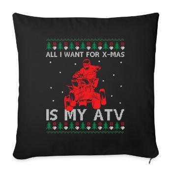 Quad Ugly Christmas All I Want For X-Mas Is My ATV - Sofa pillowcase 17,3'' x 17,3'' (45 x 45 cm) - black - Front