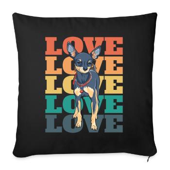 Chien Chihuahua J’Adore les Chihuahuas - Housse de coussin décorative 45 x 45 cm - noir - Devant