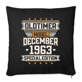 December Year 1963 Year of construction Oldtimer Birthday - Sofa pillowcase 17,3'' x 17,3'' (45 x 45 cm) - black - Front