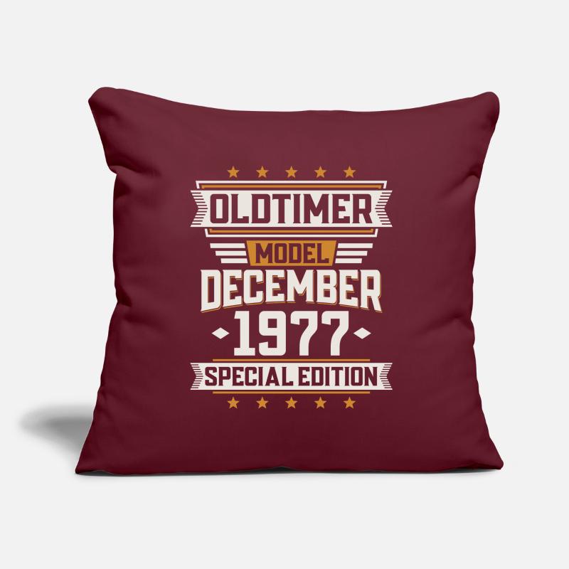 Décembre Année 1977 Année de construction Oldtimer Anniversaire Housse de coussin décorative 45 x 45 cm