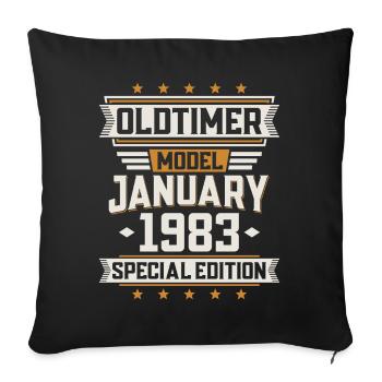 January Year 1983 Year of construction Oldtimer Birthday - Sofa pillowcase 17,3'' x 17,3'' (45 x 45 cm) - black - Front