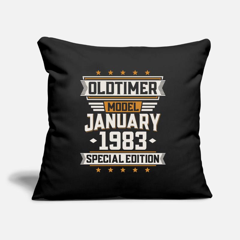 Janvier Année 1983 Année de construction Oldtimer Anniversaire Housse de coussin décorative 45 x 45 cm