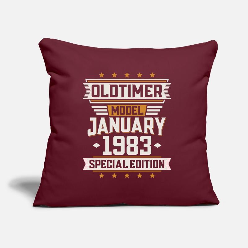Janvier Année 1983 Année de construction Oldtimer Anniversaire Housse de coussin décorative 45 x 45 cm